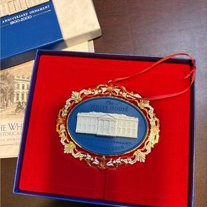 White House 200th Anniversary Ornament with Gold and Blue Accents